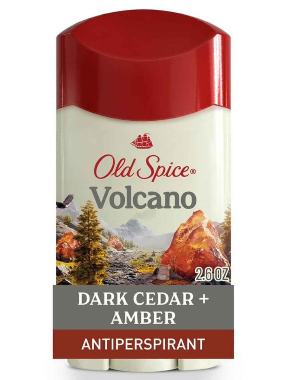 2 NEW Sticks Of Old Spice Volcano Dark Cedar + Amber Antiperspirant - Red